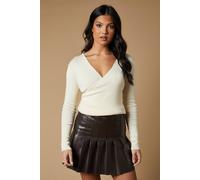 Oasis Wrap Knitted Top In Ivory ivory L