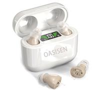 OASISEN New Generation of Personal Devices with Long-Lasting Charging Case,Digital Rechargeable Noise Cancelling Completely-In-Canal,Charging Case with LED Power,Easy Control (Beige)