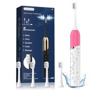 OasiSmile Electric Toothbrush for Adults, 5 Modes, 41000 VPM Powerful Deep Cleaning, Sonic Toothbrush with 4 Brush Heads, 3-Hour Fast Charge Lasts 100 Days, IPX7 Waterproof for Home & Travel, Pink