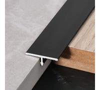 Oasisony 3Pcs Aluminum T Molding Floor Transition Strip 1m Long, T Molding Transition Strip Metal Threshold, Floor Edging Trim Strip, Threshold Seam Cover Strip(Matte Black,W10mm)