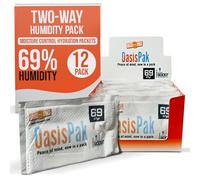OasisPak 69% RH Two-Way Humidity Control Packs (12 Pack) - 67 Gram Packs | Maintain Humidty, Freshness, Flavors & Aromas | Salt-Free, Leak-Proof Moisture Absorbers for Storage Cases & Containers