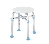 OasisSpace Heavy Duty Small Shower Chair, 227 kg Capacity, Adjustable Height 34 cm, Anti-Slip Round Shower Stool, White Aluminium
