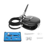 Oasser Airbrush Compressor Kit, Dual Action Airbrush Suit with Rechargeable 1000mAh Lithium Battery, 0.3mm Nozzle and 7CC Cup, Spray Airbrush Gun for Model, Tattoo, Manicure, Cake, Painting (Black)