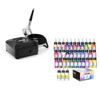 Oasser All-in-One Airbrush & Paint Master Kit: 36 PSI Compressor with 3 Nozzle Sizes & 33 Color Water-Based Paint Set for Model, Canvas, Tattoo Practice, Makeup, Cake