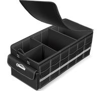 Oasser Car Boot Organiser Storage, 75L Collapsible 4 Compartments Storage with Foldable Cover Reflective Strip