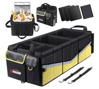 Oasser Car Boot Organiser with Cooler Bag, Large Collapsible Car Storage with Multi Compartments and Lid (XXL, Black&Yellow)