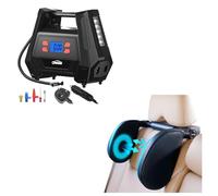 Oasser Car Care & Comfort Bundle: 150 PSI AC/DC Tyre Inflator with 5 Nozzles & Adjustable Support Headrest Pillow for Adults/Kids | for Cars, SUVs, Motorcycles