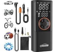 Oasser Tyre Inflator Air Compressor for Car Tires 150PSI, 6000mAh & DC 3M Car Cigarette Lighter Portable Car Tyre Pumpwith Dual Display, Auto Shut-Off,Storage Bag for Cars, Motorcycle,Bikes