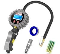 Oasser Tyre Pressure Gauge Tyre Inflator with Pressure Gauge Digital LCD Display 255PSI with Brass Air Chuck Dual Head Air Chuck 1/4 Inches NPT Quick-Connect Male Fitting P5