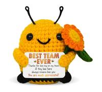 OASSIE Employee Appreciation Gifts for Coworkers - Best Team Ever Positive Crochet Bee with Message Card - Birthday Thank You Inspirational Gifts for Boss Leader Women Men