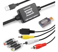 Oassuose VHS to Digital Converter,USB-A/USB-C Video 1080P Capture Card,RCA/AV to USB2.0 Audio Video Transfer Grabber,Convert Analog VHS VCR Hi8 Mini DV to Digital Converter,for PC DVD Tape Camera