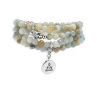 oasymala 108 Mala Beads Bracelet/Necklace with Buddha Charm - Meditation Beads, Yoga Jewelry, Prayer Beads, Zen Necklace - Ideal Gift for Spiritual Practice, One Size, Stone, no gemstone