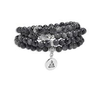 oasymala 108 Mala Beads Bracelet/Necklace with Buddha Charm - Meditation Beads, Yoga Jewelry, Prayer Beads, Zen Necklace - Ideal Gift for Spiritual Practice, One Size, Stone, No Gemstone