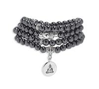 oasymala 108 Mala Beads Bracelet/Necklace with Buddha Charm - Meditation Beads, Yoga Jewelry, Prayer Beads, Zen Necklace - Ideal Gift for Spiritual Practice, One Size, Stone, No Gemstone