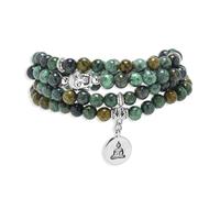oasymala 108 Mala Beads Bracelet/Necklace with Buddha Charm - Meditation Beads, Yoga Jewelry, Prayer Beads, Zen Necklace - Ideal Gift for Spiritual Practice, One Size, Stone, No Gemstone