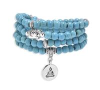 oasymala 108 Mala Beads Bracelet/Necklace with Buddha Charm - Meditation Beads, Yoga Jewelry, Prayer Beads, Zen Necklace - Ideal Gift for Spiritual Practice, One Size, Stone, no gemstone