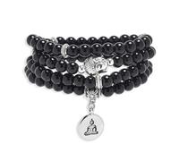 oasymala 108 Mala Beads Bracelet/Necklace with Buddha Charm - Meditation Beads, Yoga Jewelry, Prayer Beads, Zen Necklace - Ideal Gift for Spiritual Practice, One Size, Stone, no gemstone