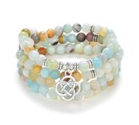 oasymala 108 Mala Meditation Prayer Beads Yoga Bracelet or Necklace with Celtic Knot Charm (Amazonite)