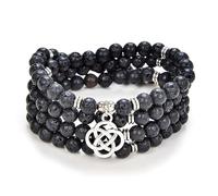 oasymala 108 Mala Meditation Prayer Beads Yoga Bracelet or Necklace with Celtic Knot Charm (Black Lava Stone)