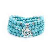oasymala 108 Mala Meditation Prayer Beads Yoga Bracelet or Necklace with Celtic Knot Charm (Green Turquoise)