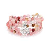 oasymala 108 Mala Meditation Prayer Beads Yoga Bracelet or Necklace with Celtic Knot Charm (Watermelon Tourmaline)