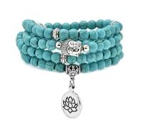 oasymala 6mm 108 Beads Mala Bracelet Zen Yoga Necklace Buddha Lotus Prayer Pendant, Taglia Unica, Stone, No Gemstone