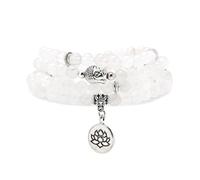 oasymala 6mm 108 Mala Beads Bracelet, Yoga Zen Necklace with Buddha and Lotus Charm for Prayer, 6mm, Stone, no gemstone
