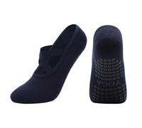 oasymala Cotton Yoga Socks with NON-SLIP GRIPS for Women - Yoga Meditation Pilates Barre Accessories - One Size Fits Most, Navy Blue, 0 UK
