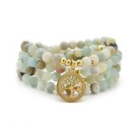 oasymala Meditation Supplies, 108 Mala Beads, Gold Tree of Life Pendant, Yoga Bead Bracelet or Necklace for Men or Women, Eine Grösse, Stone, No Gemstone