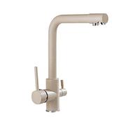 Oat Color Quartz Stone Pure Water Faucet Copper Can Rotate Cold and Hot Water Tap Three-in-One Kitchen Water Purifier Sink Brass Spray Vintage Mixer Tap Vessel Faucet (Oat Color)