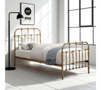 OAT Home Camden Antique Brass Effect Victorian Hospital Metal Single Bed Frame