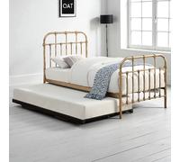 OAT Home Camden Distressed Antique Effect Hospital Style Metal Single Bed Frame & Guest Trundle in Bronze OAT Home Bronze Single