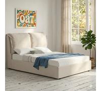 OAT Home Chester Modern Pillow Headboard Ottoman Storage Double Bed Frame - Natural