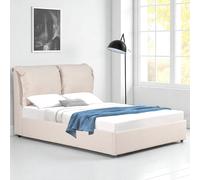 OAT Home Chester Pillowback Fabric Ottoman Storage Bed in Natural | Size: Double OAT Home Natural Double