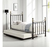 OAT Home Hampstead Traditional Single Metal Bed Frame & Guest Trundle in Black OAT Home Black Single