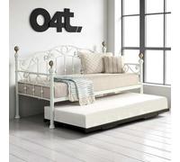 OAT Home Mayfair White & Brass Metal Single Day Bed & Guest Trundle OAT Home White Single