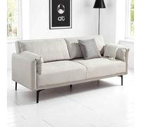 OAT Home Padstow Fabric Modern Pillow Style 3 Seater Clic Clac Sofa Bed - Natural