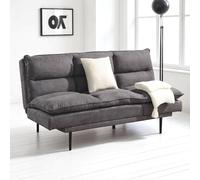 OAT Home Sennen Cushion Padded Fabric 3 Seater Large Single Clic-Clac Sofa Bed in Charcoal OAT Home Charcoal 3 Seater