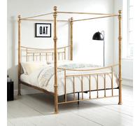 OAT Home Westminster Victorian Style Antique Brass Effect 4 Poster Canopy Bed Frame in Bronze | Size: King OAT Home Bronze King