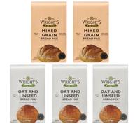 Oat & Linseed Bread Mix 3x500g and Mixed Grain Bread Mix 2x500g - High-Fibre, Multi-Grain, Healthy for Bread Makers & Hand Baking - Vegetarian, Freezable, Perfect for Rolls & Loaves