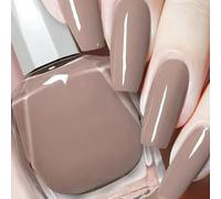 Oat Mocha Breathable Nail Polish with Bold Glossy Shimmer - Quick Dry Long Lasting Varnish for Elegant Party Looks, Rich Opaque Coverage, High Shine Manicure, Smooth Finish, Warm Taupe Shade, Premium