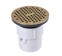 Oatey 72127 3" or 4" PVC General Purpose Drain w/ 6" BR Grate, Strainer Material Brass