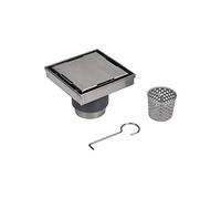 Oatey Designline 4" x 4" Square Shower Drain, DIY Stainless Steel Tile-In Shower Floor Drain with Adjustable Leveling Feet and Hair Catcher - 304 Grade Stainless Steel