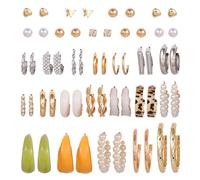OATHYAN 28 Pairs Gold Hoop Earrings Set - Retro Acrylic & Assorted Dangle Earrings for Women, Hypoallergenic Jewelry Gift, One Size, Stainless Steel Resin Silicone, No Gemstone