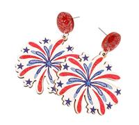 OATIPHO 1 Pair America Shape Wooden Earrings Independence Day Festival Jewelry Lightweight Comfortable Party Ear Danglers Creative Design for Celebrations