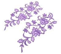 OATIPHO 1 Pair Purple Flower Iron-On Embroidery Patches Floral Applique for Wedding Dress Clothing Repair Decoration DIY Sewing Accessories