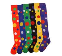 OATIPHO 1 Pair Yellow Over The Knee Socks Dot Pattern Long Dress Stockings Clown Cosplay Performance Dance Socks Party Wear