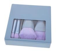 OATIPHO 1 Set Travel Makeup Brush Set with Mirror Portable Compact Kit for Touch Ups Soft Bristles for All Skin Types Stylish Design in Sky Blue Essential Face Beauty Tools