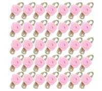 OATIPHO 100pcs Mini Satin Ribbon Roses Green Leaves 1.5x2.5cm Tiny Fabric Flower Appliques for Sewing, Scrapbooking, Wedding Favors, and Craft Decorations