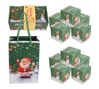 OATIPHO 10pcs Green Folding Surprise Bounce Boxes Christmas Candy Box Set with Bag for Party Festival Holiday Birthday Celebration